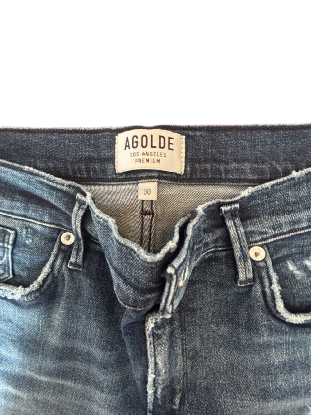 AGOLDE Distressed Straight Leg Jeans Dark Wash Size 30 Premium Denim